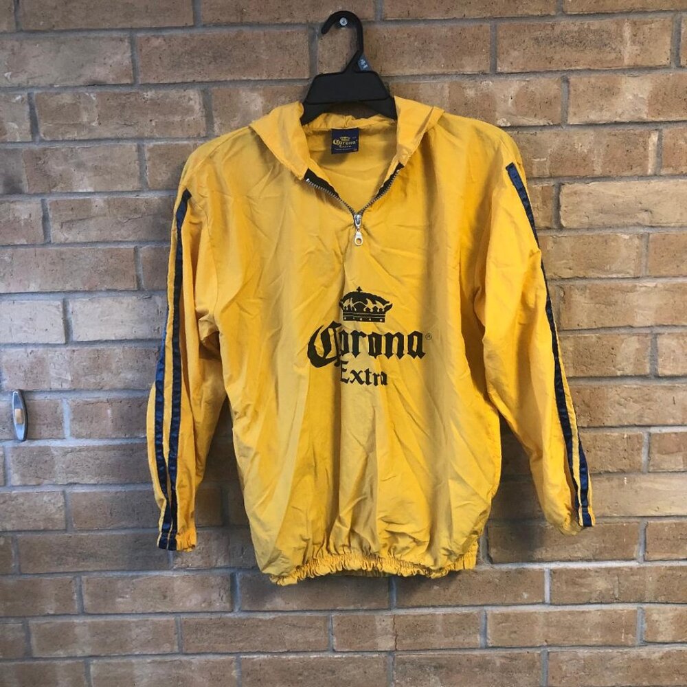 Corona Extra Yellow Pullover Windbreaker Hooded Men's Small/Medium Vintage 80s